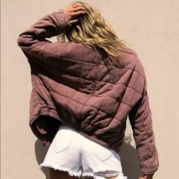 Free People Dolman Quilted Jacket Cherry Cola L - Picture 4 of 16